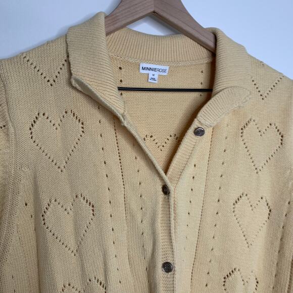 Minnie Rose Short Sleeve Pointelle Cardigan Medium Cotton Cashmere - Picture 16 of 16